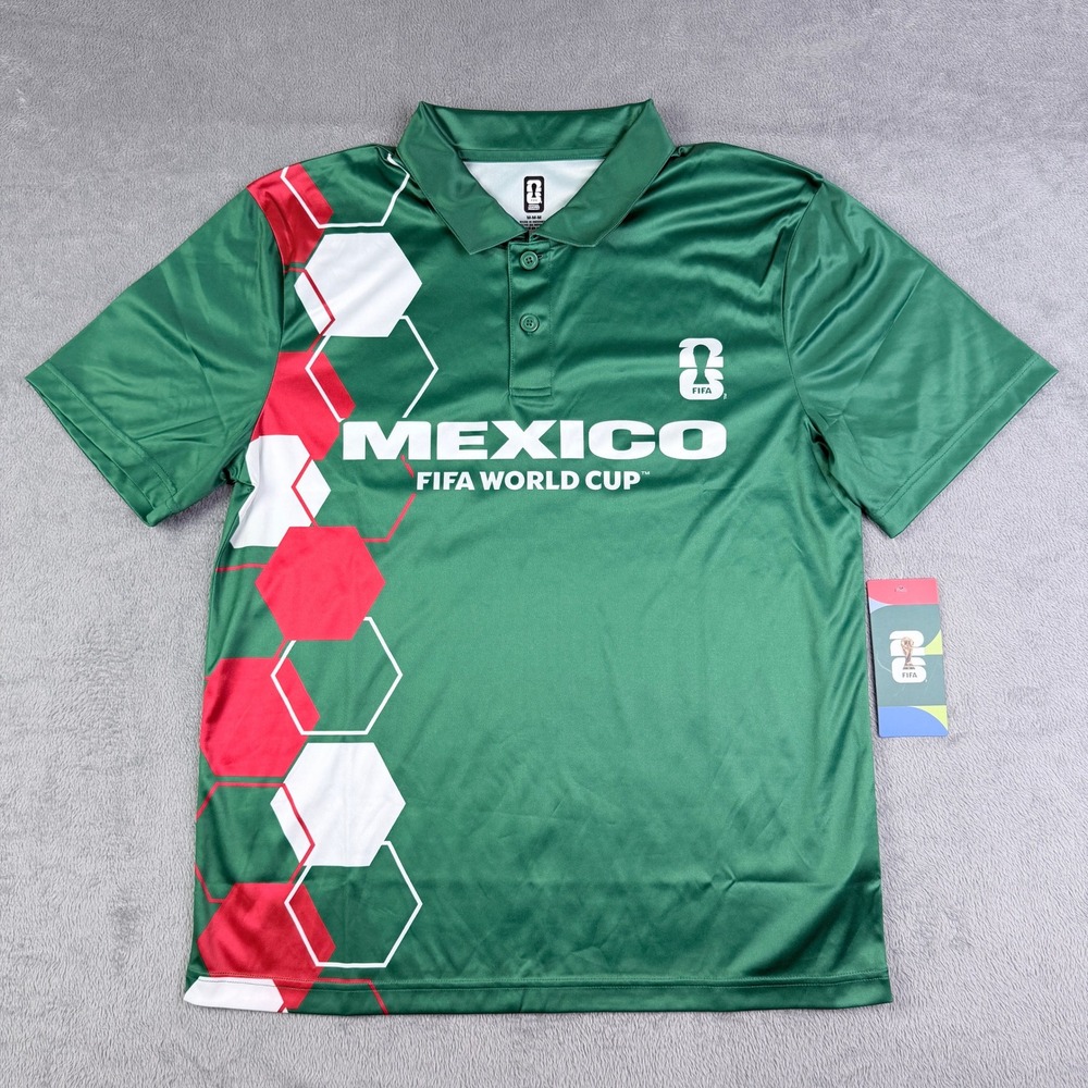 FIFA World Cup 2026 Mexico Mens Green Geometric Polo Shirt Medium 9KIMW9AGC-MEX